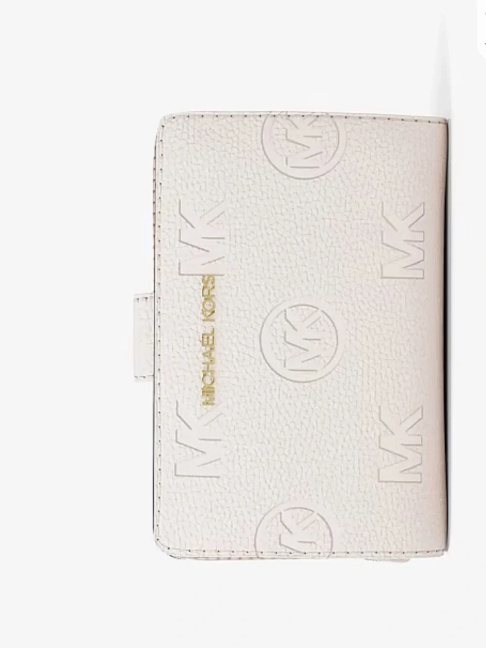 Michael Kors Jet Set Travel Medium Logo Debossed Billfold Wallet Light Cream NWT